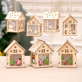 New Year Christmas DIY Toys Luminous Cabin Innovative Christmas Snow House with Light Colorful Wooden Cottage Decoration Toy